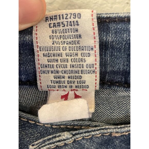 True Religion‎ Straight Leg Womens Size 28 Denim Blue Jeans Distressed Preppy - Picture 5 of 10